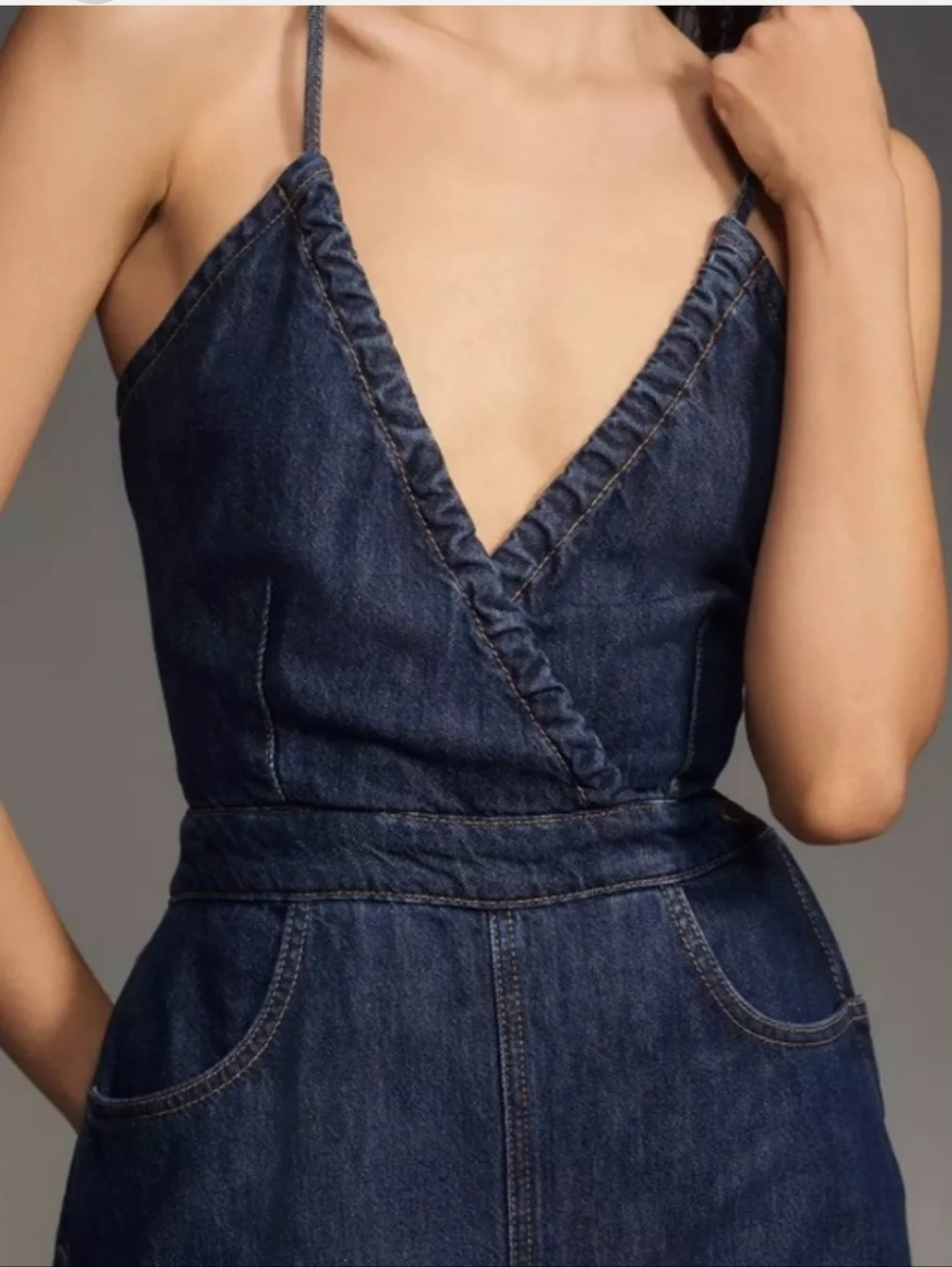 ETICA KAAN BIRDIE HALTER Denim JUMPSUIT Medium NWT - Picture 5 of 12